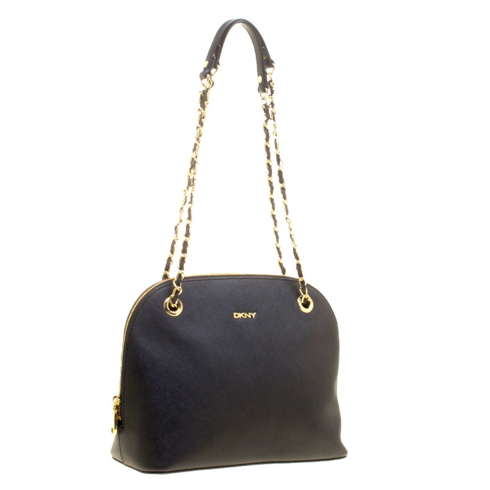 DKNY Black Leather Round Satchel